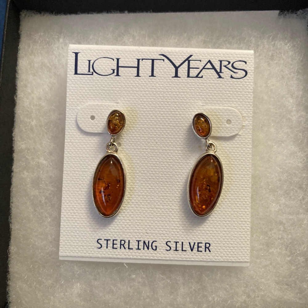 Light Years New In Box Amber Sterling Silver Earrings
